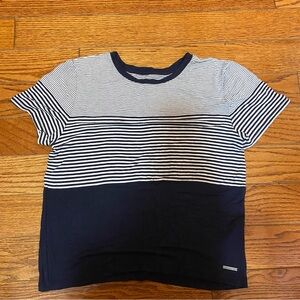 abercrombie A&F Essentials navy and white strips/block size S